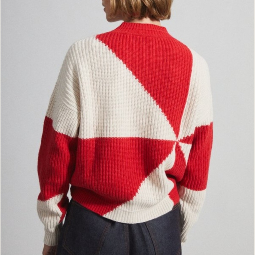 PARADIS PERDUS Jules Intarsia Ivory Red Sweater - Picture 3 of 14
